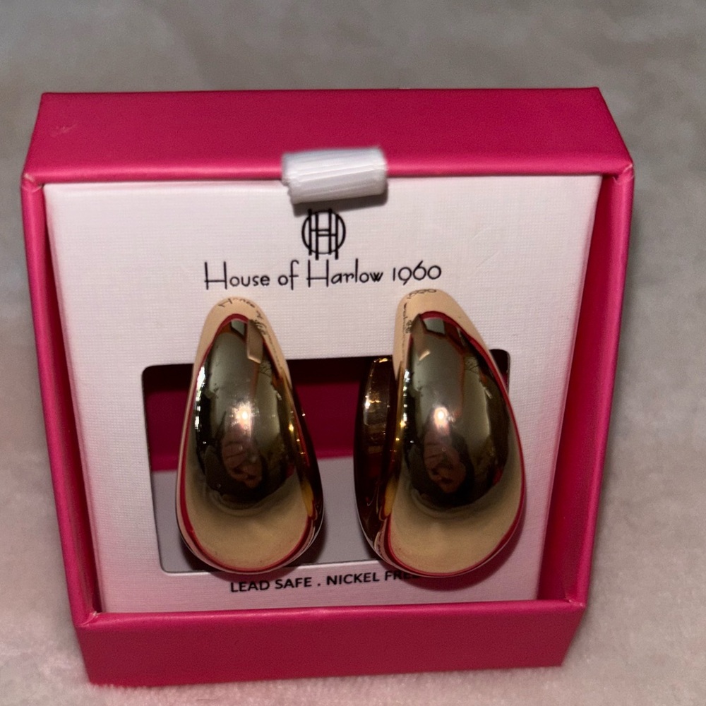 ✨NEW House of Harlow 1960 Shiny Large Gold Teardrop Earrings